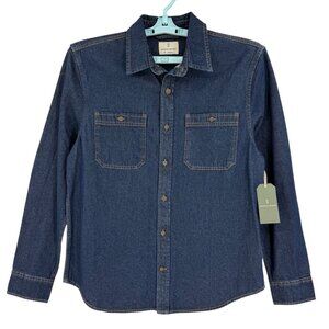 Mutual Weave Men's Long Sleeve Button Down Dark Rinse Denim Shirt Sz Medium NWT‎